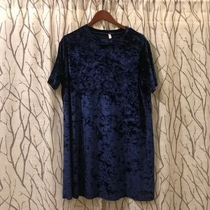 xhilaration Blue Crushed Velvet A-Line Dress - LG